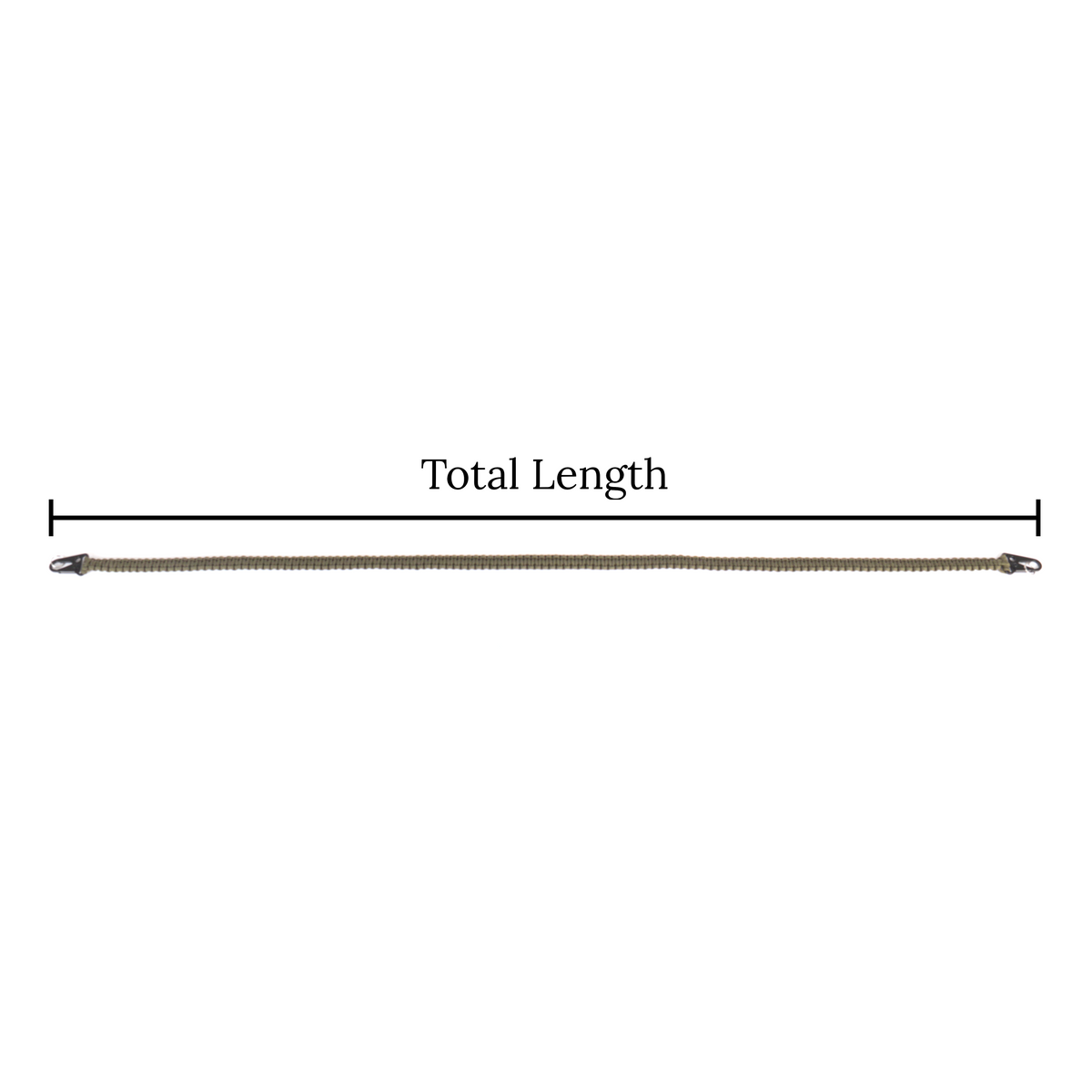 A horizontal black line with the text 'Total Length' above it, showing a long narrow strap laid out on a plain white background to communicate its length.