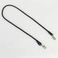 A black rope strap with silver metal snap hooks on both ends, displayed on a clean white background.